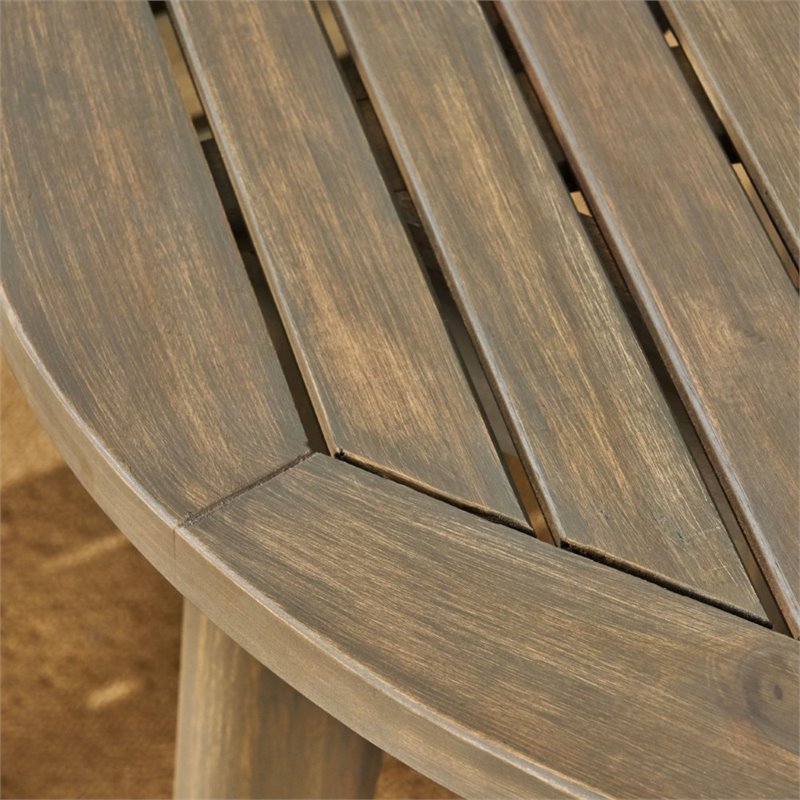 Noble House Stamford 3-Piece Outdoor Acacia Wood Bistro Set in Gray
