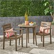 Noble House Stamford 3-Piece Outdoor Acacia Wood Bistro Set in Gray