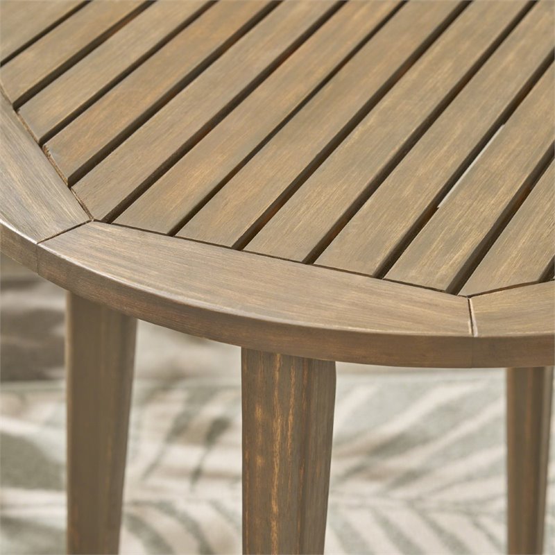 Noble House Stamford 3-Piece Outdoor Acacia Wood Bistro Set in Gray