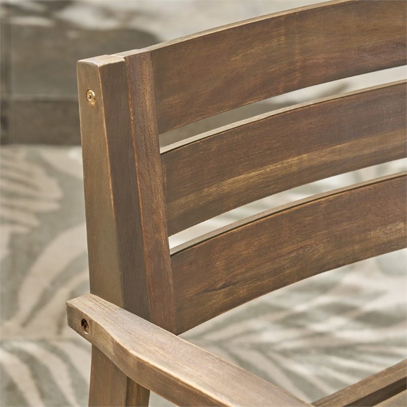 Noble House Stamford 3-Piece Outdoor Acacia Wood Bistro Set in Gray