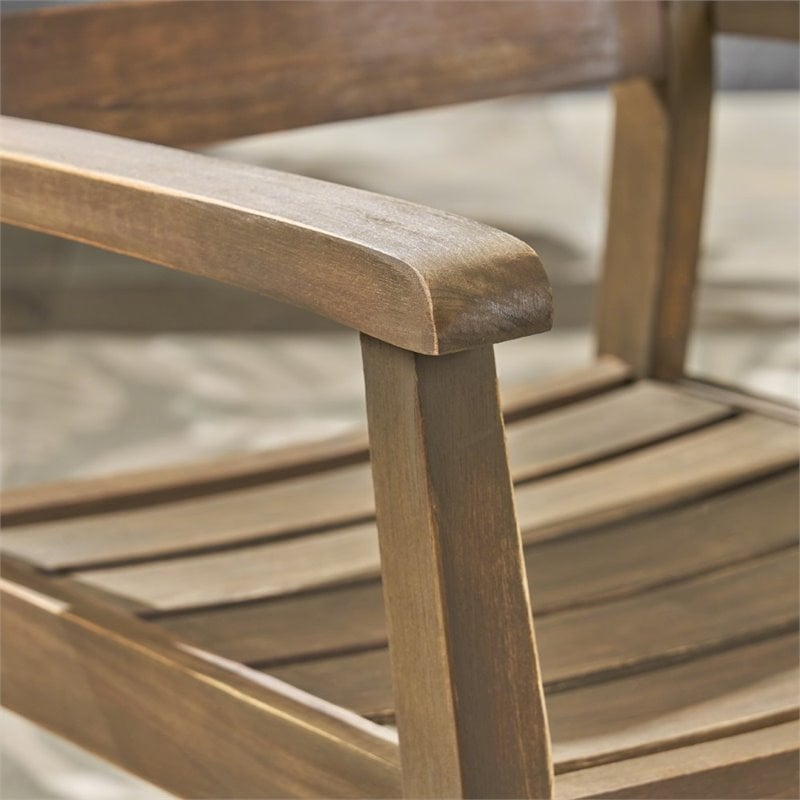 Noble House Stamford 3-Piece Outdoor Acacia Wood Bistro Set in Gray