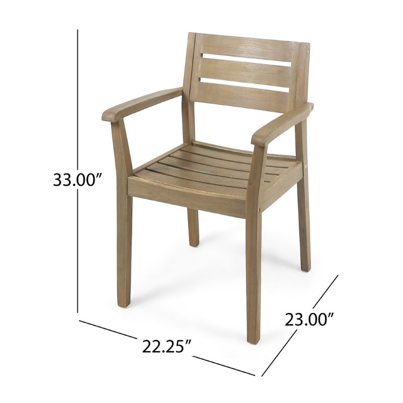 Noble House Stamford 3-Piece Outdoor Acacia Wood Bistro Set in Gray