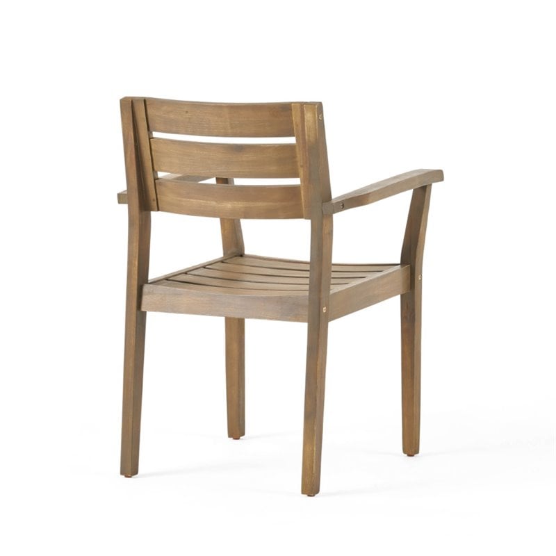 Noble House Stamford 3-Piece Outdoor Acacia Wood Bistro Set in Gray