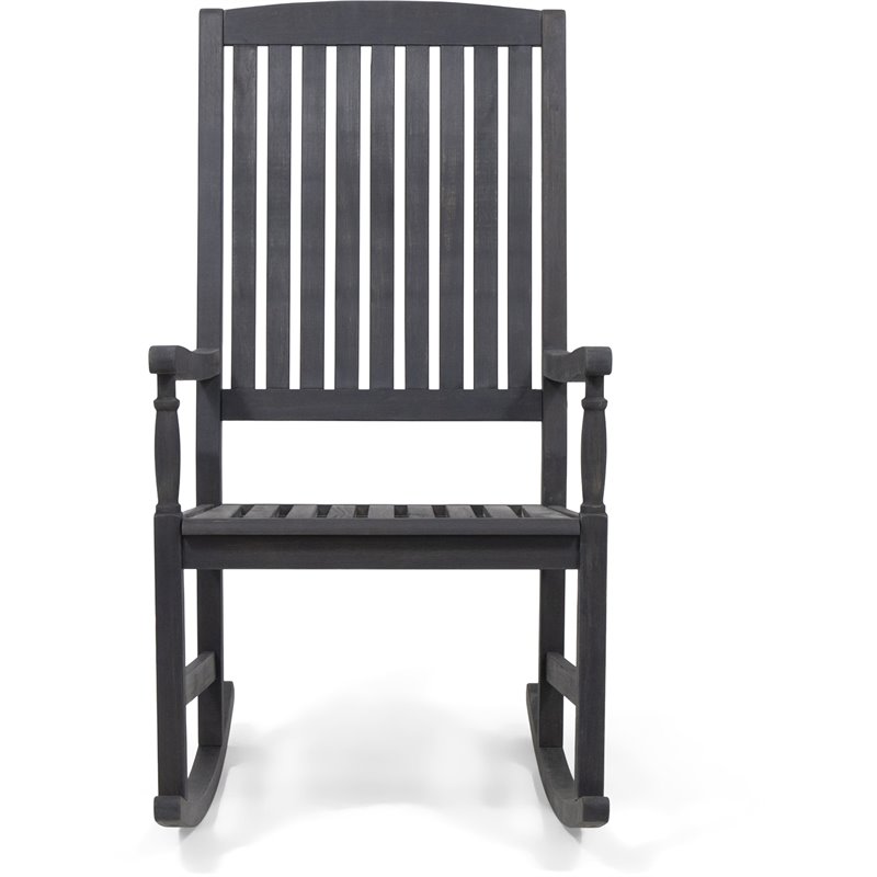 Noble House Arcadia Outdoor Acacia Wood Rocking Chair Dark Gray