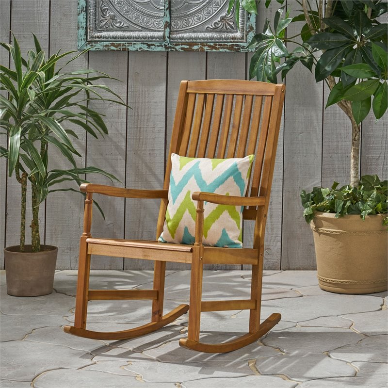 Noble House Arcadia Outdoor Acacia Wood Rocking Chair Teak