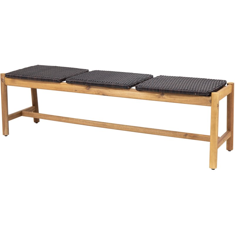 Wicker and wood discount bench