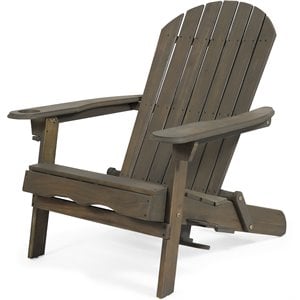 noble house bellwood outdoor acacia wood folding adirondack chair gray