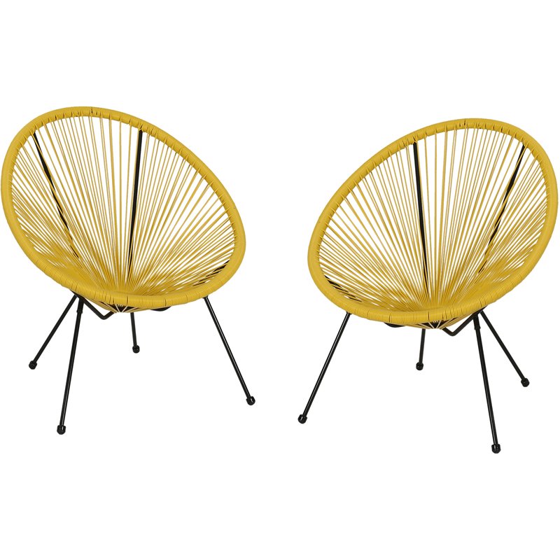 Noble House Anson Hammock Weave Chair with Steel Frame Yellow/Black