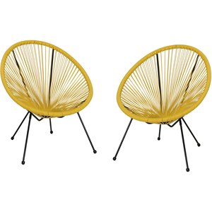 noble house anson pe rattan/steel hammock chair in yellow/black (set of 2)
