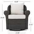 Amaya Outdoor Dark Brown Wicker Swivel Rocking Chair - Beige Cushions
