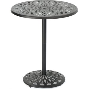 noble house arlana outdoor cast aluminum bar table with a shiny copper