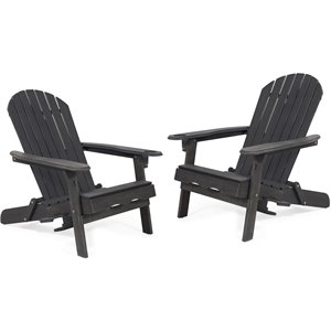 noble house bellwood acacia wood folding adirondack chairs (set of 2) dark gray