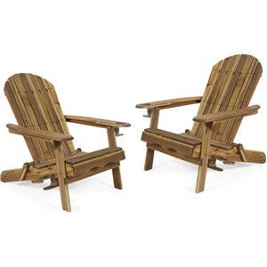 noble house bellwood acacia wood folding adirondack chairs (set of 2) natural
