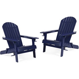 noble house bellwood acacia wood folding adirondack chairs (set of 2) navy blue