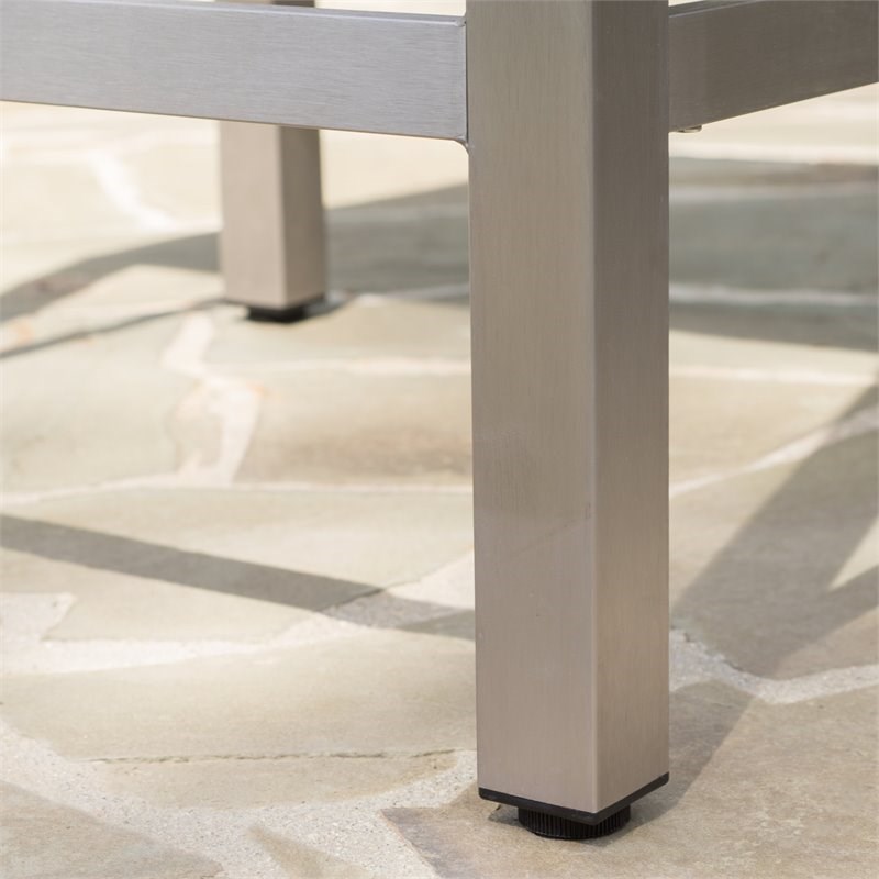 Noble House Cape Coral Outdoor Grey Alumnimum Bar Table with Glass Top