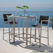 Noble House Cape Coral Outdoor Grey Alumnimum Bar Table with Glass Top