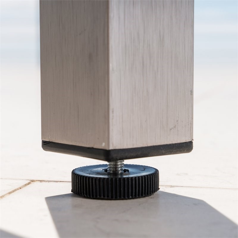Noble House Cape Coral Outdoor Grey Alumnimum Bar Table with Glass Top