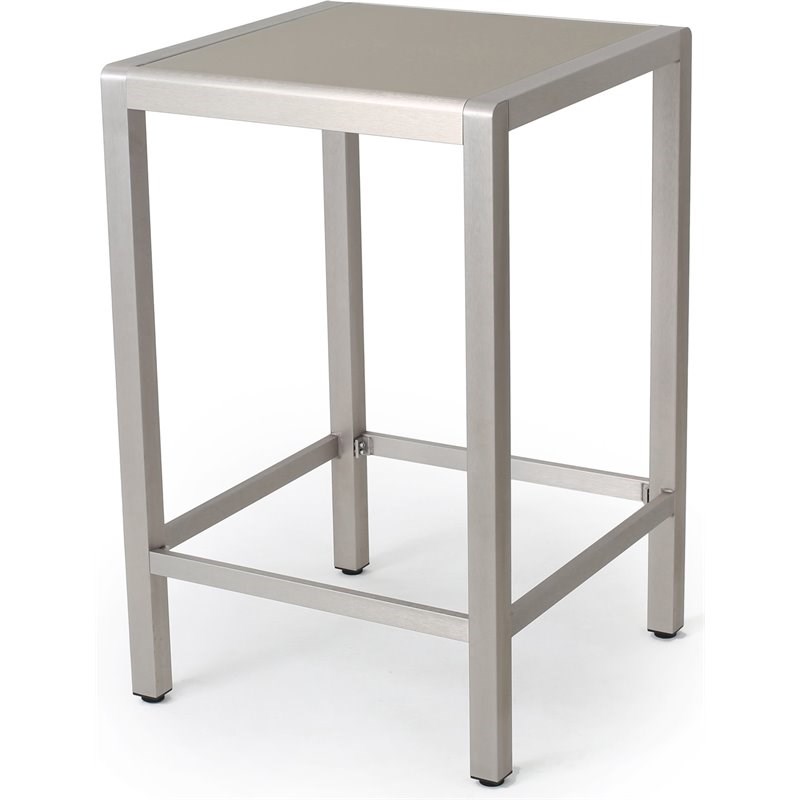 Noble House Cape Coral Outdoor Grey Alumnimum Bar Table with Glass Top