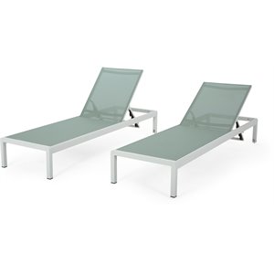 noble house cape coral outdoor chaise lounges (set of 2) green and white