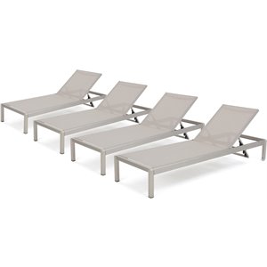 Noble House Cape Coral Outdoor Mesh Chaise Lounge (Set of 4)