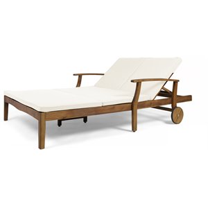 noble house perla double lounge for yard and patio in teak with cream cushions