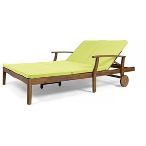 noble house perla double lounge for yard and patio in teak with green cushions