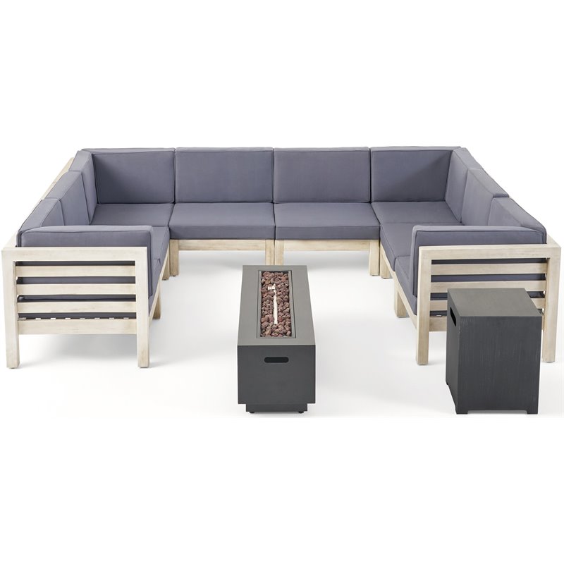 Malawi 10pc UShaped Sectional Sofa Set Cushions Weathered Gray and Dark Gray