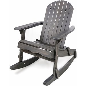 noble house malibu acacia wood adirondack rocking chair in dark grey