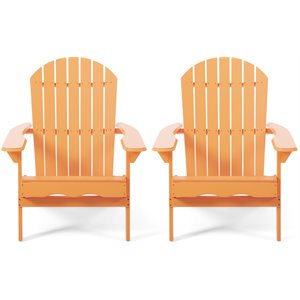 noble house malibu acacia wood adirondack chair in tangerine (set of 2)