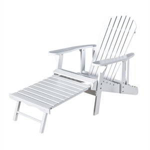 noble house hayle reclining wood adirondack chair with footrest white