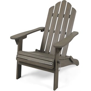 noble house hollywood outdoor foldable acacia wood adirondack chair gray