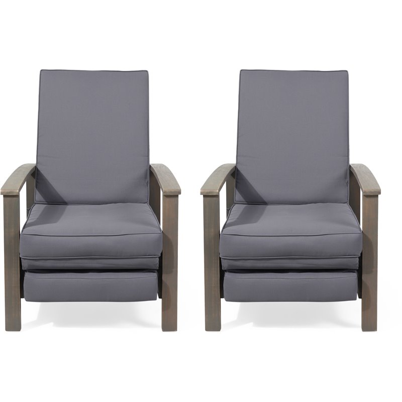 Noble House Roslyn Push Back Recliner Cushion (Set of 2) Sandblast/Dark