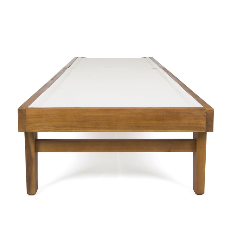 Noble House Summerland Outdoor White Mesh Lounge with Teaked Acacia