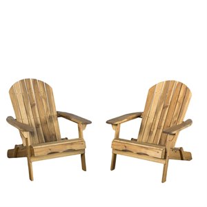 noble house hanlee outdoor wood folding adirondack chair (set of 2) natural
