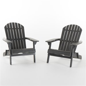 noble house hanlee outdoor wood folding adirondack chair (set of 2) dark gray