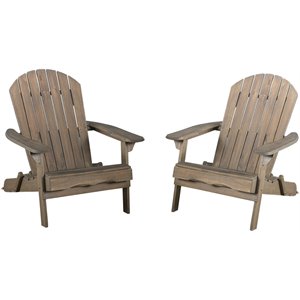 noble house hanlee outdoor wood folding adirondack chair (set of 2) gray