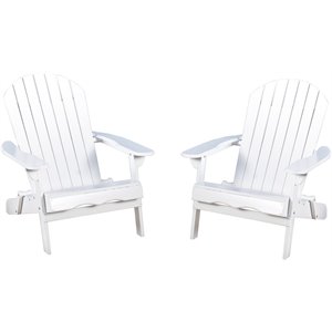 noble house hanlee outdoor wood folding adirondack chair (set of 2) white