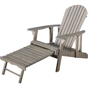 noble house hayle reclining wood adirondack chair with footrest grey