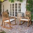 Noble House Nuna Outdoor Wood Rocking Chair with Cream Cushion (set of 2)