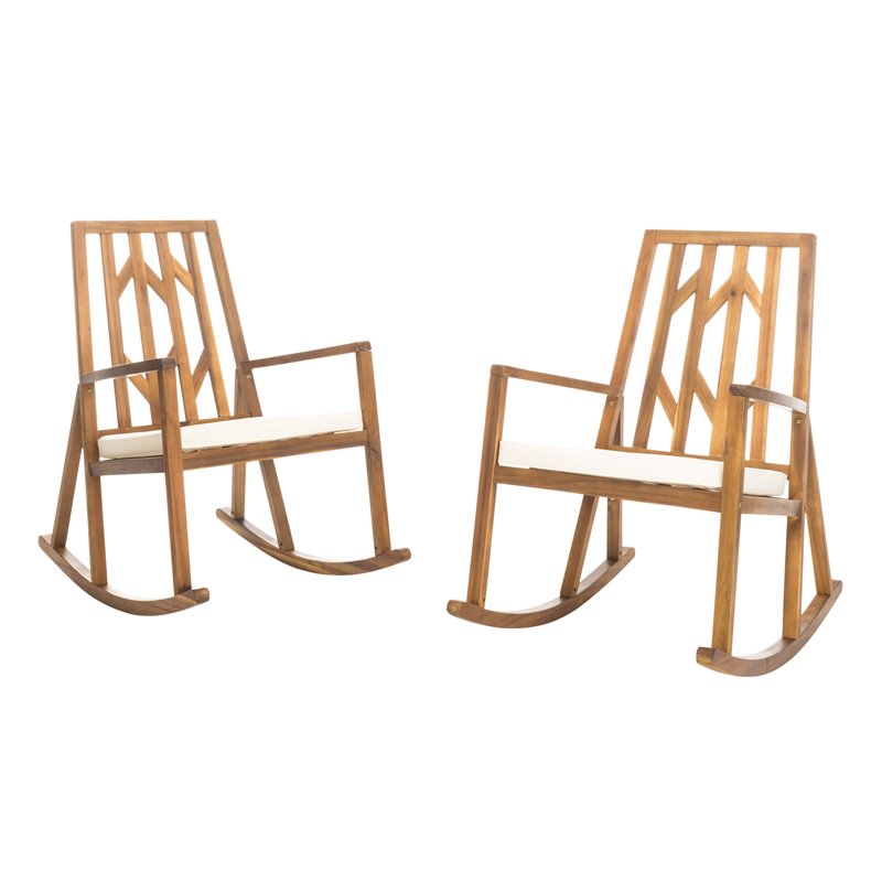 Noble House Nuna Outdoor Wood Rocking, Cushions For Outdoor Wood Rocking Chair