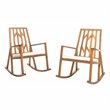 Noble House Nuna Outdoor Wood Rocking Chair with Cream Cushion (set of 2)