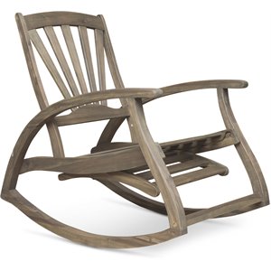 noble house sunview outdoor acacia wood rocking chair with footrest gray