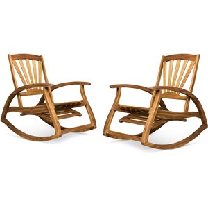 noble house sunview outdoor acacia wood recliner rocking chairs (set of 2) teak