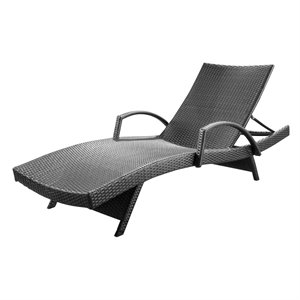 noble house salem outdoor gray wicker armed chaise lounge
