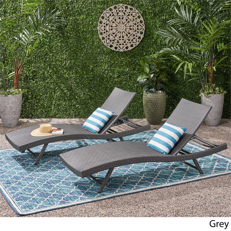 Noble House Kauai Outdoor Wicker Chaise Lounges (Set of 2) Grey - 304606