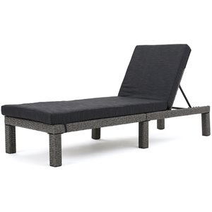 noble house puerta outdoor mixed black wicker lounge with dark grey cushion
