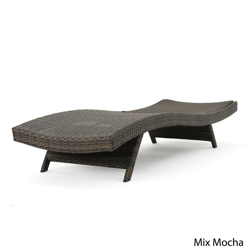 Noble House Thira Outdoor Wicker Chaise Lounge Chair Mix Mocha