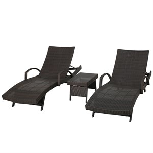 noble house salem outdoor wicker adjustable lounge with arms (set of 2)