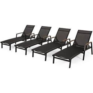 noble house oxton outdoor aluminum lounge with mesh seating (set of 4) black