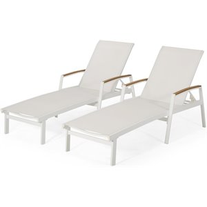 noble house oxton outdoor aluminum lounge with mesh seating (set of 2) white